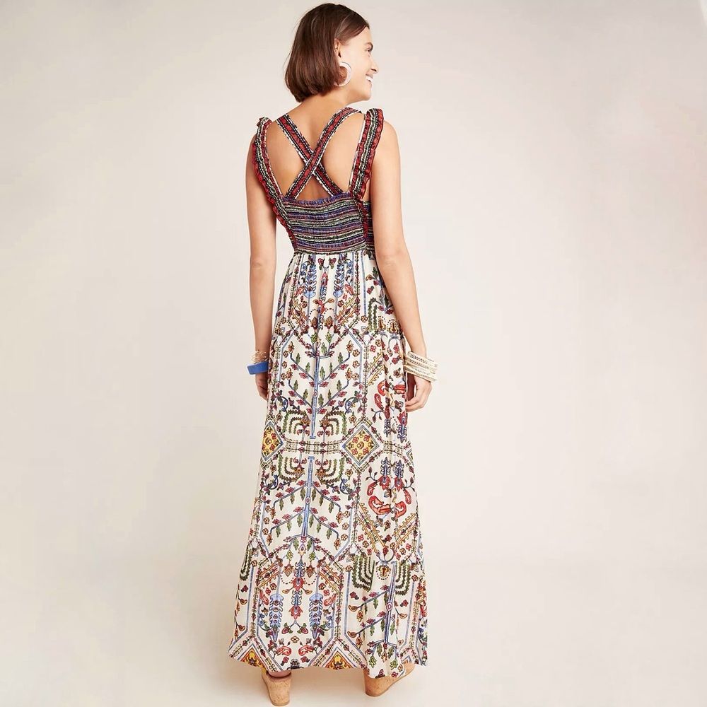 Anthropologie Vineet Bahl Valerie Embroidered Maxi Dress in Multicolor Size 2 - Picture 2 of 11